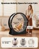 Cat Exercise Wheel, 48 in Wooden Cat Running Wheel for Indoor Cats up to 28 lbs, Cats Treadmill with Carpeted Runway & Locking Mechanism