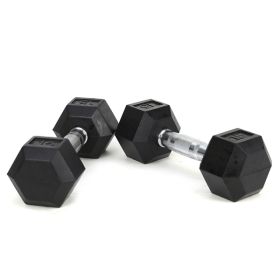 15LB 2 HDRS Rubber Coated Solid Cast Iron Dumbbells, Not Shipped On Weekends (Option: 15LB)