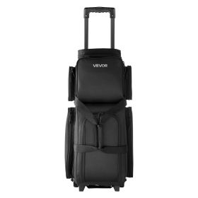 3 Ball Bowling Bag with Wheels Double Roller Bowling Bag with Shoe Compartment (Ball Pack Structure: Integrated Handle, Color: Black)