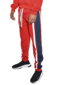 SOLID WITH THREE STRIPE PULLOVER HOODIE (Color: RED WHITE, size: 3XL)