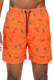 Pineapple Swim Trunks Board Shorts (Color: Orange, size: S)