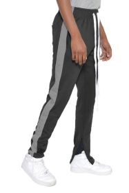 SINGLE STRIPE TRACK PANTS (Color: BLACK DARK GREY, size: L)