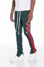 Snake Patched Track Pants (Color: Green, size: M)