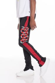 Snake Patched Track Pants (Color: Black, size: 2XL)