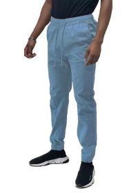 Weiv Mens Solid Stretch Cargo Jogger (Color: SKY, size: L)