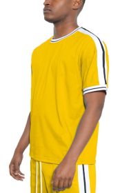 STRIPED TAPE SHORT SLEEVE TSHIRT (Color: Yellow, size: XL)