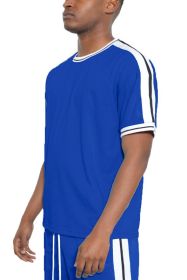 STRIPED TAPE SHORT SLEEVE TSHIRT (Color: ROYAL, size: M)