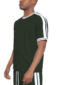 STRIPED TAPE SHORT SLEEVE TSHIRT (Color: OLIVE, size: M)