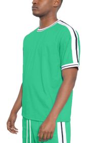 STRIPED TAPE SHORT SLEEVE TSHIRT (Color: JADE, size: XL)