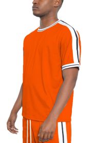 STRIPED TAPE SHORT SLEEVE TSHIRT (Color: Orange, size: 3XL)