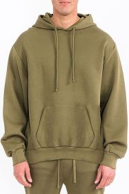 Mens Solid Tech Fleece Hoodie (Color: OLIVE, size: XL)