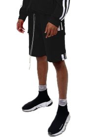 Two Stripe Cargo Pouch Shorts (Color: BLACK WHITE, size: M)
