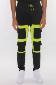 COLOR BLOCK CARGO TRACK PANT (Color: ORANGE BLACK, size: 2XL)