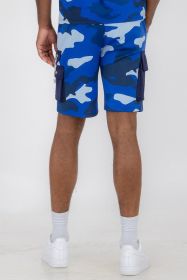 Weiv Mens Full Camo Sweat Shorts (Color: Blue, size: L)