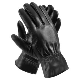 Unisex Leather Winter Warm Gloves Outdoor Windproof Soft Gloves Cycling Skiing Running Cold Winter Gloves (Color: Black, size: XL)